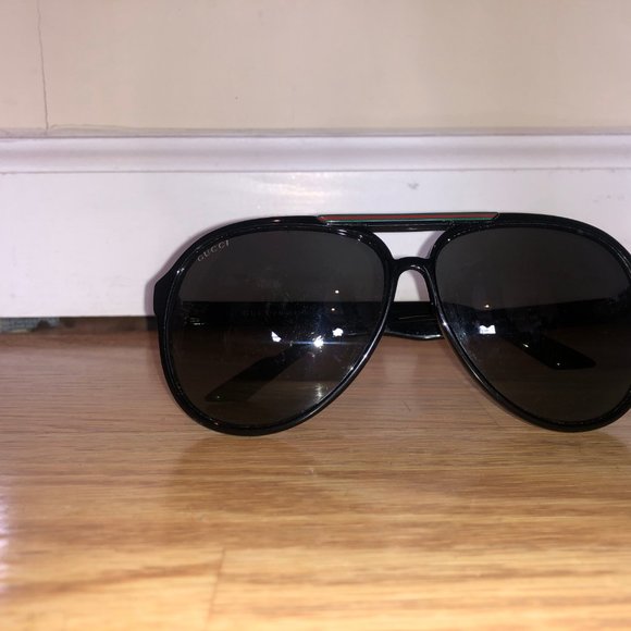 GUCCI BLACK UNISEX AVIATOR SUNGLASSES LOGO STRIPE main image 4